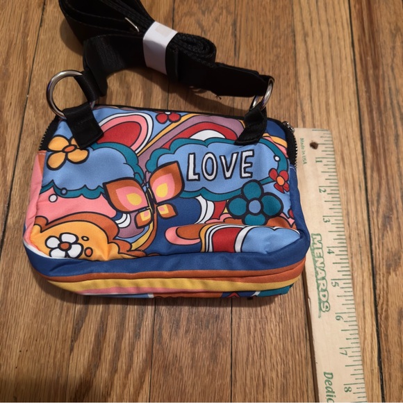 NWOT Brighton Power Of Love Crossbody Bag Colorful Art 70s Flowers Heart - Picture 9 of 11